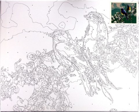 Zestaw kreatywny Malowanie po numerach 40x50cm Ptaki Flamingo Line (FLG019-01)