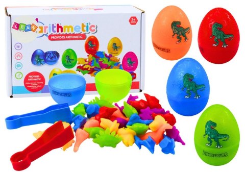 Zestaw kreatywny dla dzieci Sorter Jaja Dinozaurów Szczypce Kolorowe 6 Sztuk Lean (18050)