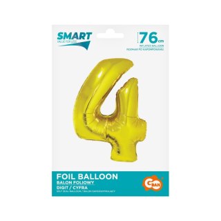 Balon foliowy Smart cyfra 4 złota 76cm Godan (CH-SZL4)