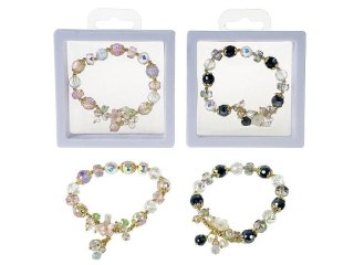 Bransoletka red.6cm, rozciągliwa, szklane koraliki z metalowymo elementami, w ozdobnym pudełku Adar (607200)