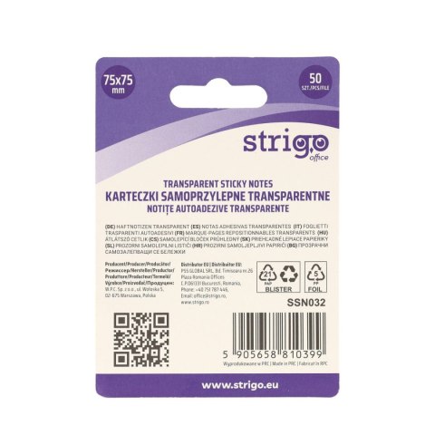 Notes samoprzylepny (karteczki) NEONOWE żółty 50k [mm:] 75x75 Strigo (SSN032)