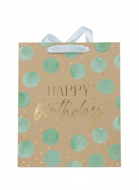 Torba prezentowa urodzinowe kropki zielony, L, 5szt. [mm:] 320x260x 120 Argo (257057)