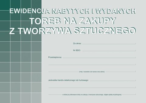 Druk offsetowy Ewidencja nabytych i wydanych toreb na zakupy z tworzywa sztucznego A5 16k. Michalczyk i Prokop (S-200-3)