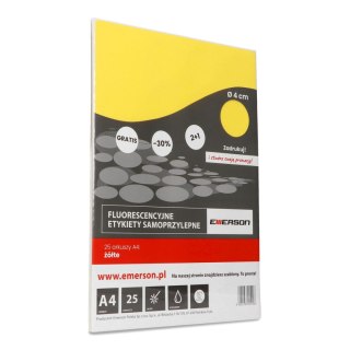 Etykieta samoprzylepna kółka 40 mm A4 biały Emerson (ETOKBIA002x025x010)