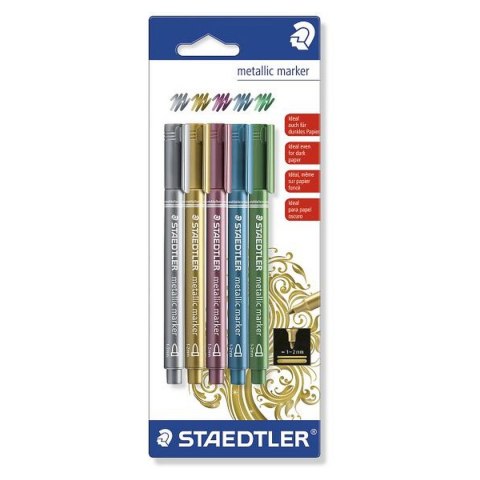 Marker permanentny melaiczny wkład mix 1,0-2,0mm okrągła końcówka Staedtler (8323BK5)