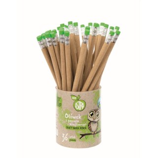Ołówek ECO z papieru kraftowego z zielona gumką HB Astra (206022001)