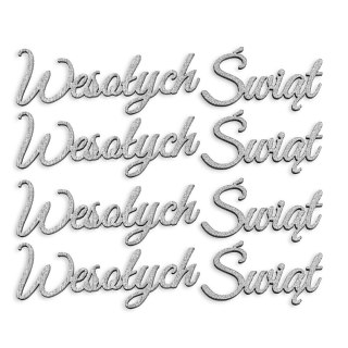 Ozdoba drewniana Wesołych Świąt srebrna Galeria Papieru (253040)