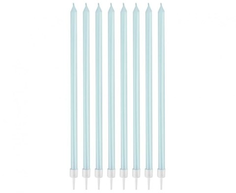 Świeczka urodzinowa perłowe jasnoniebieskie, 15.5x0.44 cm, 8 szt. Godan (BH-SPJN)