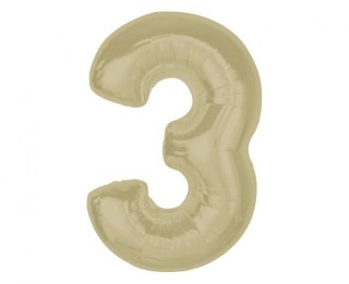 Balon foliowy Smart cyfra 3, matowa latte, 92 cm Godan (CH-S9L3)