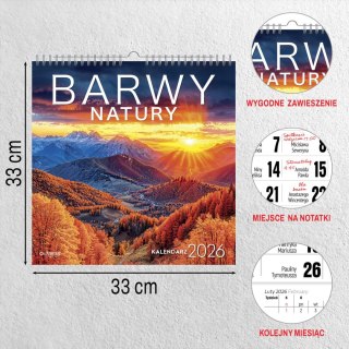 Kalendarz ścienny BARWY NATURY 33x33 330mm x 330mm Press
