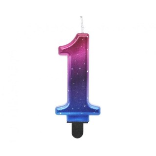 Świeczka urodzinowa cyferka 1, Night Sky, metaliczna, 8 cm Godan (SF-NSM1)