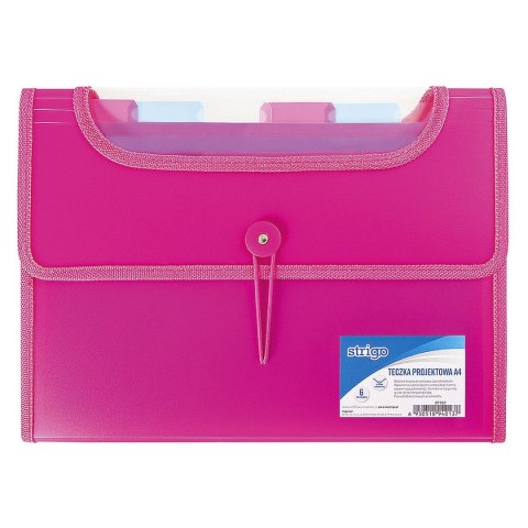Teczka z przegródkami A4 kolor: różowy 6 przegródek Strigo (SF032)