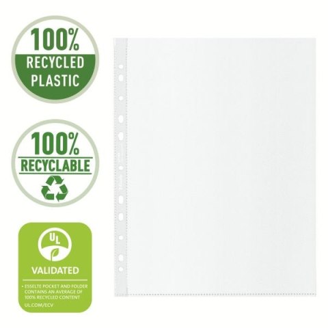 Koszulki na dokumenty Recycled Maxi groszkowa A4 kolor: bezbarwny typu U 70 mic. Esselte (627494)