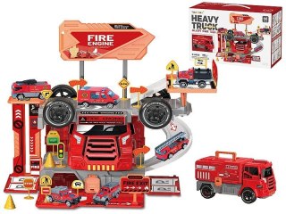 Parking samochodowy baza straży pożarnej, metalowe pojazdy, 46 części Adar (625815)