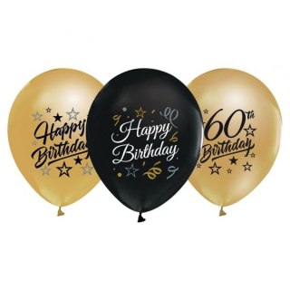 Balon gumowy 60th Birthday czarno złote czarny 300mm 12cal Godan (GP-ZC60)
