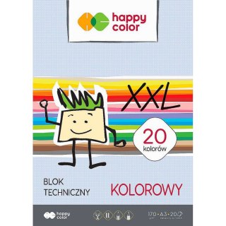 Blok techniczny A3 kolorowa 170g 20k [mm:] 297x420 Happy Color (HA 3717 3040-09)