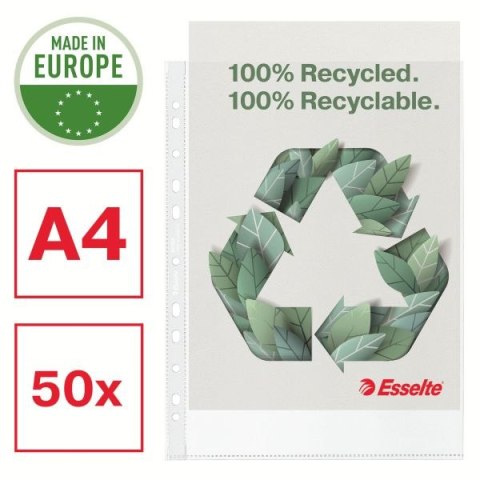 Koszulki na dokumenty Recycled groszkowa A4 kolor: bezbarwny typu U 100 mic. Esselte (627501)