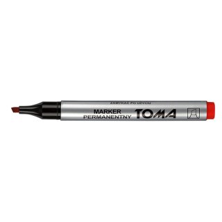Marker permanentny wkład czerwony ścięta końcówka Toma (TO-091)