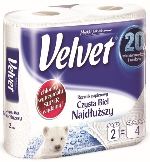 Ręcznik rolka Czysta Biel Najdłuższy kolor: biały Velvet