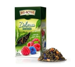 Herbata zielona liściasta z maliną 100 g Big Active (99021)