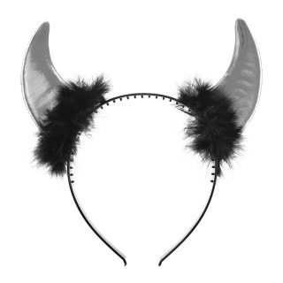 Opaska rogi diabła metalizowane srebrne Arpex (SR3324SRE)