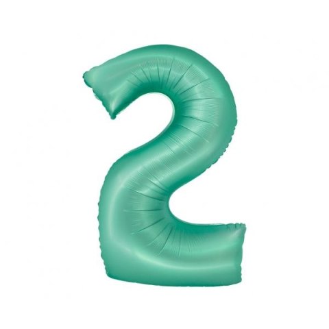 Balon foliowy matowa cyfra 2, miętowa Godan (CH-SMT2)