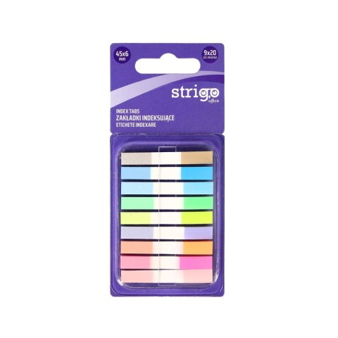 Zakładki indeksujące 45x6mmx9bloczki 59056588102245 [mm:] 45x6 Strigo (SSN021)