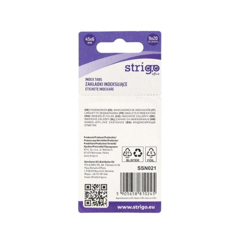Zakładki indeksujące 45x6mmx9bloczki 59056588102245 [mm:] 45x6 Strigo (SSN021)