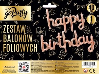 Balon foliowy zestaw balonów 13 elementów Happy Birthday rose gold Antella