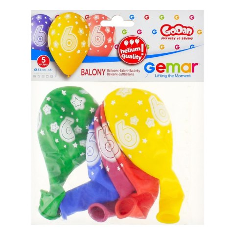 Balon gumowy Premium Hel z nadrukiem 6, 13 cali/5 sztuk mix 330mm 13cal Godan (GS120/6)