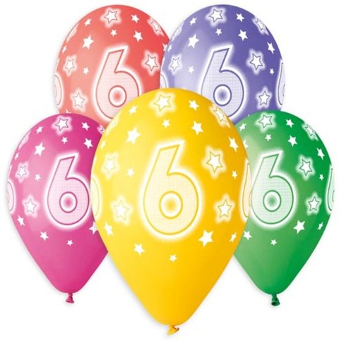 Balon gumowy Premium Hel z nadrukiem 6, 13 cali/5 sztuk mix 330mm 13cal Godan (GS120/6)