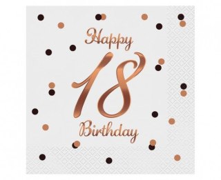 Serwetki 18 Birthday,nadruk różowo-złoty biała papier [mm:] 330x330 Godan (PG-S18B)