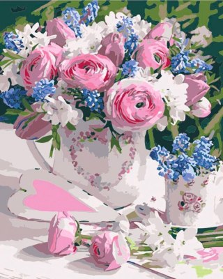 Zestaw kreatywny Malowanie po numerach 40x50cm Bukiet 5 Flamingo Line (FYS168)