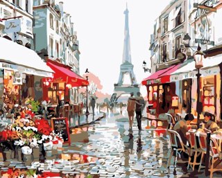 Zestaw kreatywny Malowanie po numerach 40x50cm Paryż Flamingo Line (FC50)