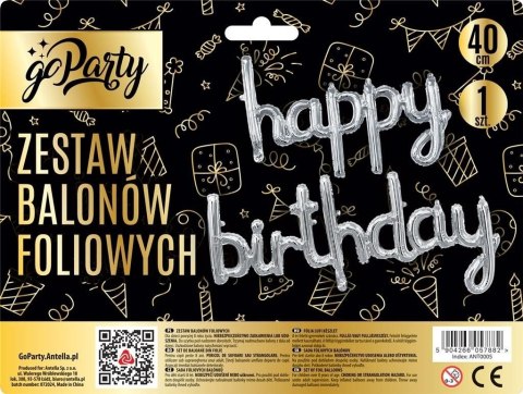 Balon foliowy zestaw balonów 13 elementów Happy Birthday srebrne Antella