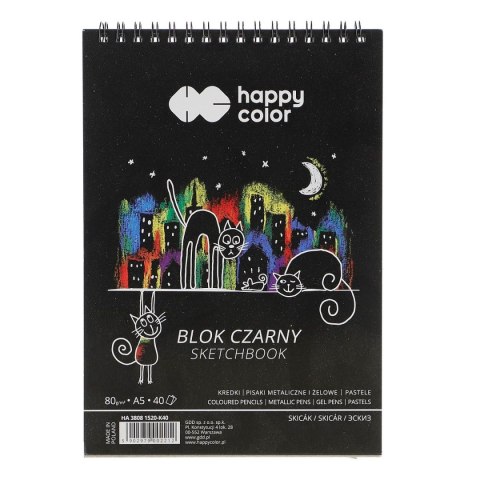 Blok artystyczny czarny A5 80g 40k Happy Color (HA 3808 1520-K40)