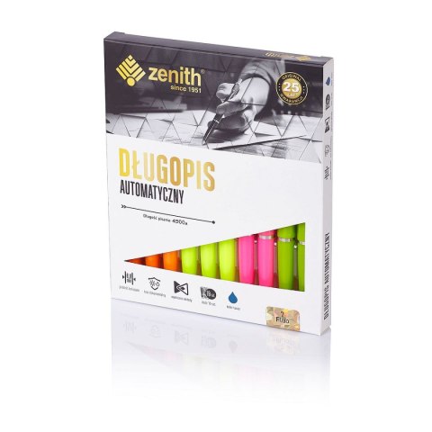 Długopis olejowy fluorescencyjny wkład niebieski 0,8mm Zenith