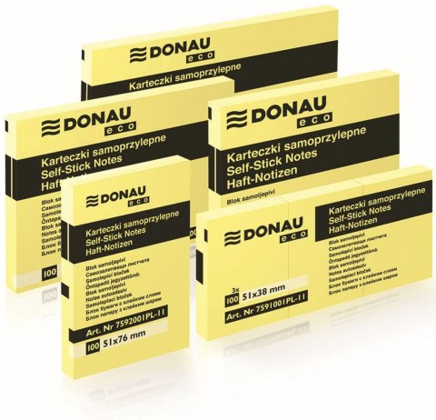 Notes samoprzylepny (karteczki) Eco żółty 100k [mm:] 127x76 Donau (7595001PL-11)