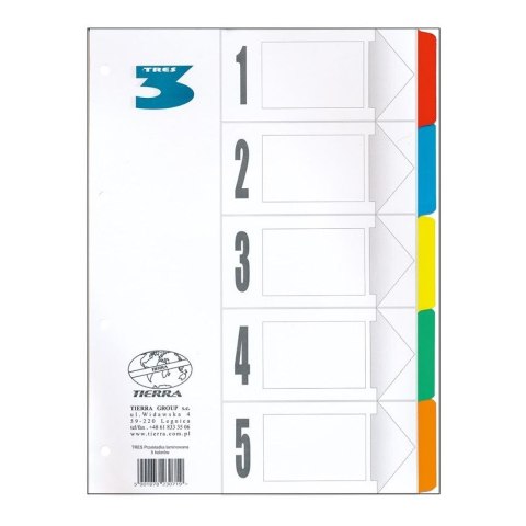 Przekładka czysta A4 mix 5k Tres (PLA4-5KOLOR)